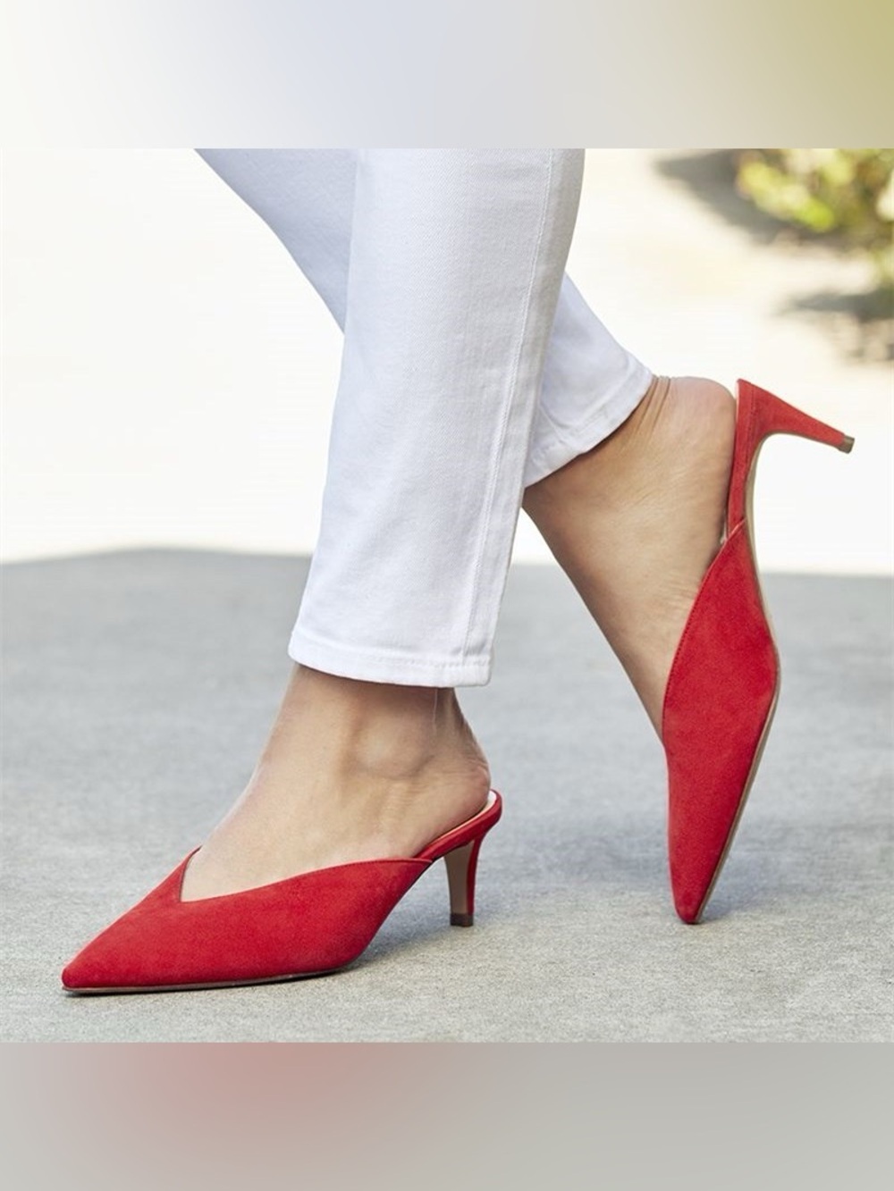 Nanette Lepore Red Leather Pointed-Toe Slip-On Pump Mule Heels Size 8